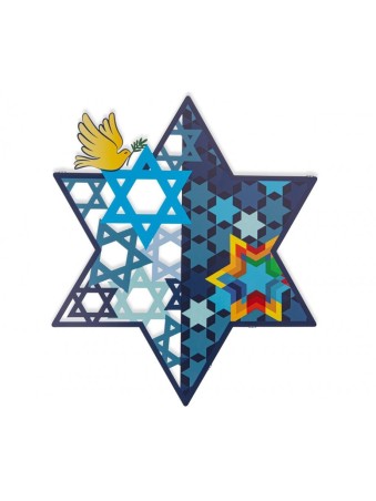 דורית יודאיקה אמנות קיר מגן דוד ופ... | מתלי קיר מאת דורית